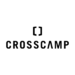 Schwarzer Crosscamp Logo-Schriftzug unter zwei eckigen Klammern.